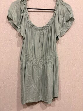 Maurices Mint Green Peasant Blouse with Flutter Sleeves